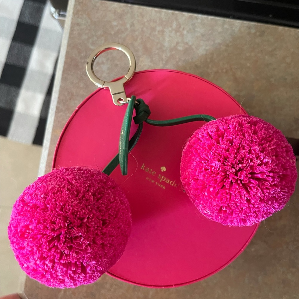 Kate Spade Rafia Cherry Charm Keychain